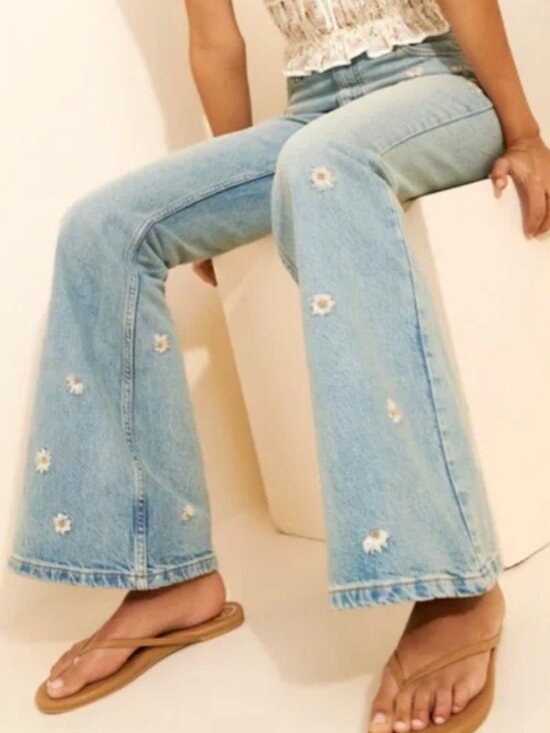 LEE Daisy 32M x 32L High Rise Flared Leg Light Wash Jeans boho 70s bell bottoms - Picture 2 of 12